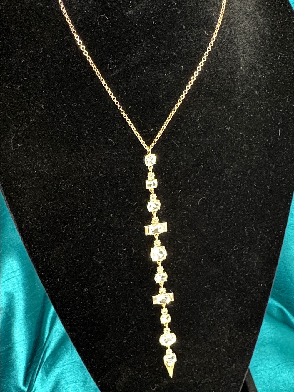 R.J. Graziano Gold-Tone Linear Drop Necklace with Clear Stones